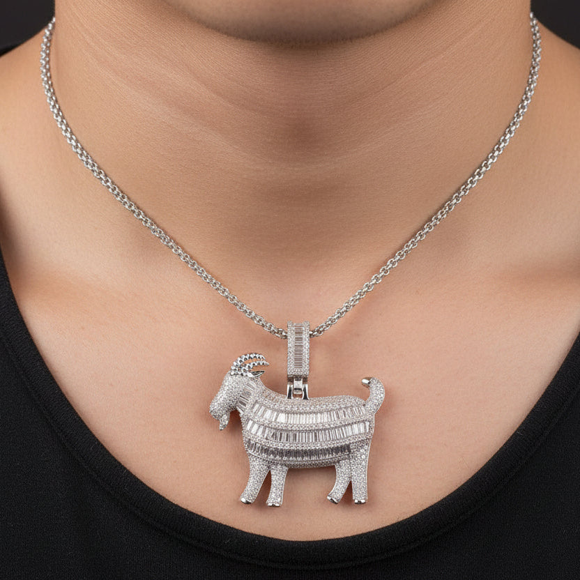 Moissanite 10.18 ctw Baguette Goat Pendant