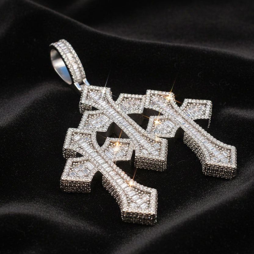 Moissanite 8.22ctw Triple Cross Pendant