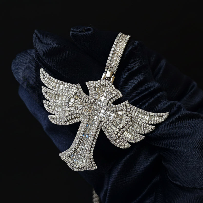 Moissanite 5.59 ctw Wing cross Pendant