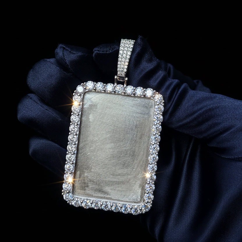 Moissanite 12.04 ctw Pointer Stones Rectangle Memory Pendant