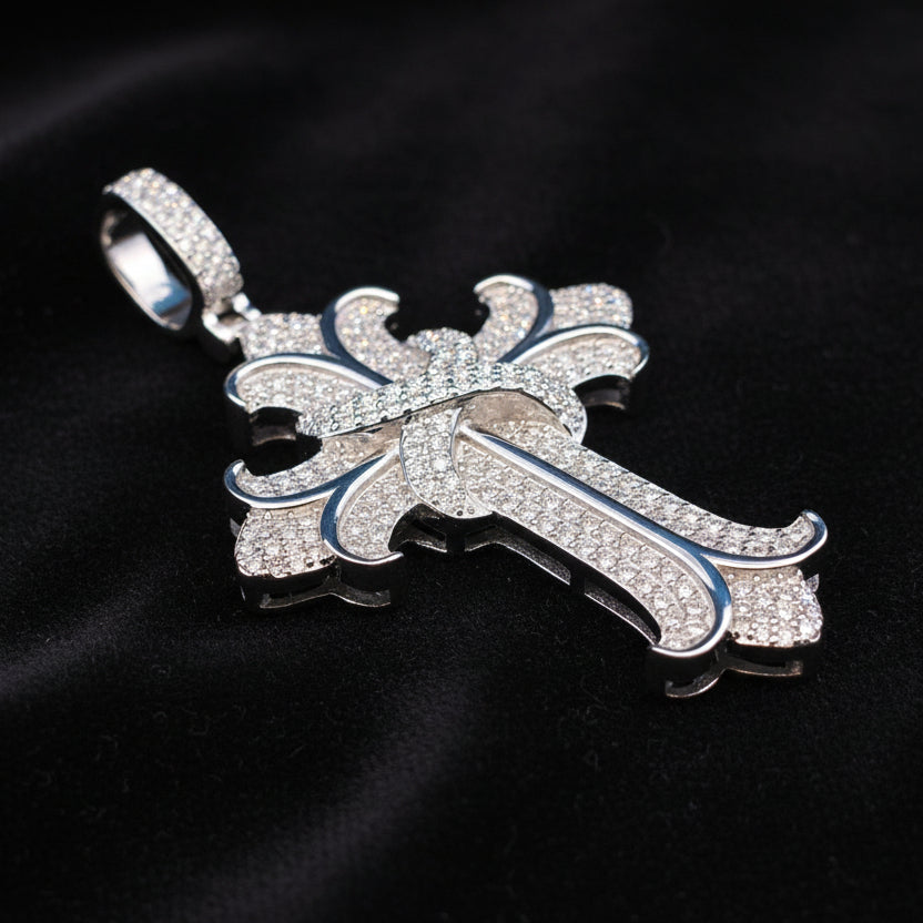 Moissanite 1.5 ctw Iced Gothic Cross Pendant