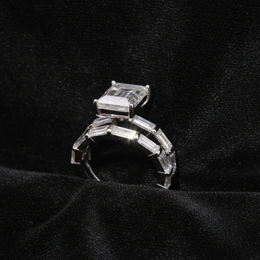 Moissanite 6.56ctw Emerald Cut 2 in 1 Ring