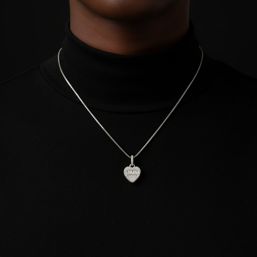 Moissanite 0.48 ctw Baguette Heart Pendant