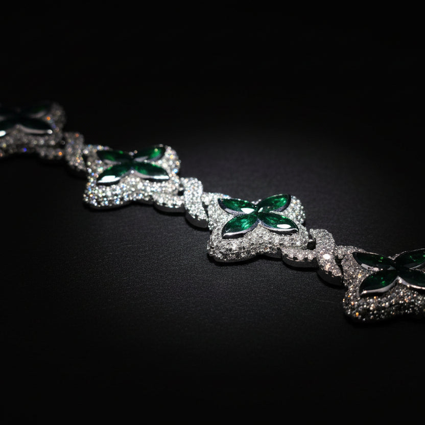 Moissanite 6.8 ctw Leaf Clover Infinite Cross Bracelet