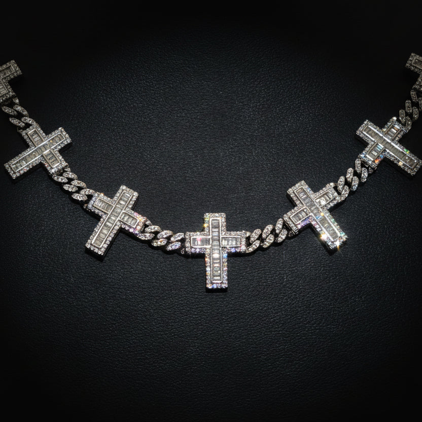 Silver Moissanite Cross Necklace at Flawless Jewelry
