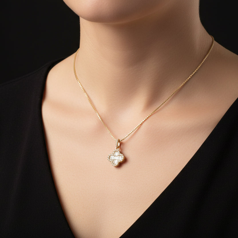 Moissanite 0.35 ctw Pave Clover Pendant