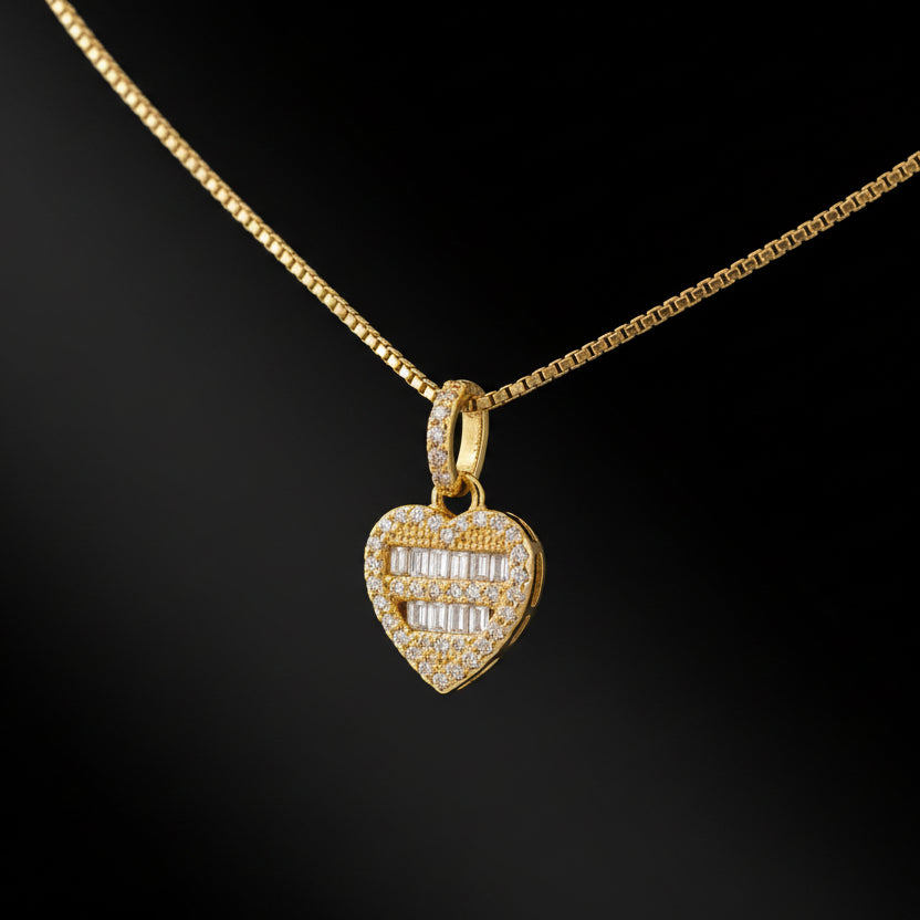 Moissanite 0.48 ctw Baguette Heart Pendant