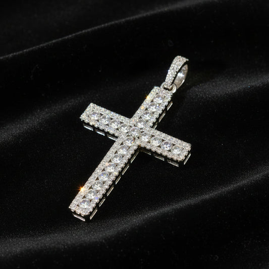 Moissanite 2.09 ctw Elegant Studded Cross Pendant