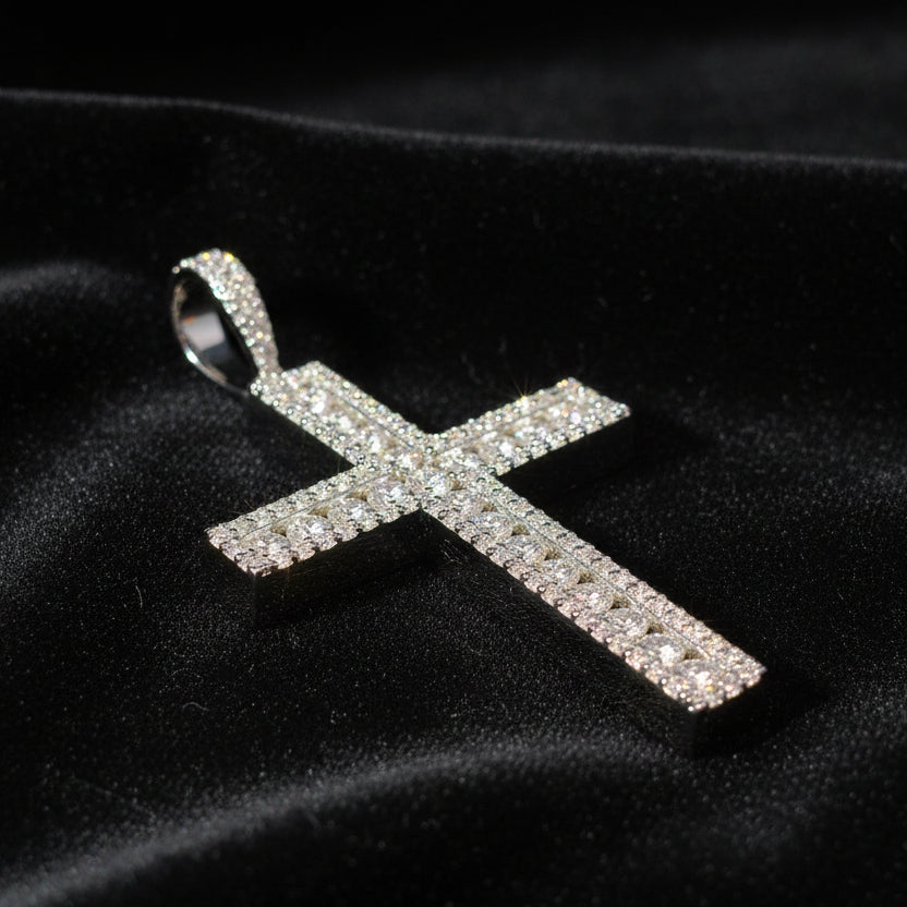 Moissanite 2.09 ctw Elegant Studded Cross Pendant