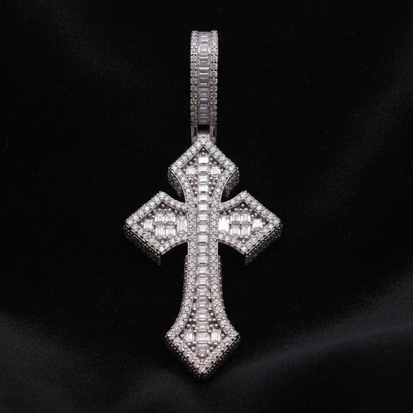 Moissanite 3.52ctw  Elegant Chrome Cross Pendant
