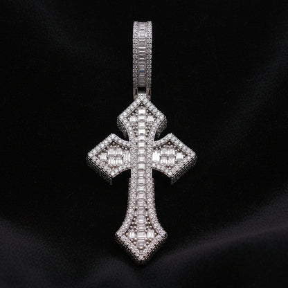 Moissanite 3.52ctw  Elegant Chrome Cross Pendant