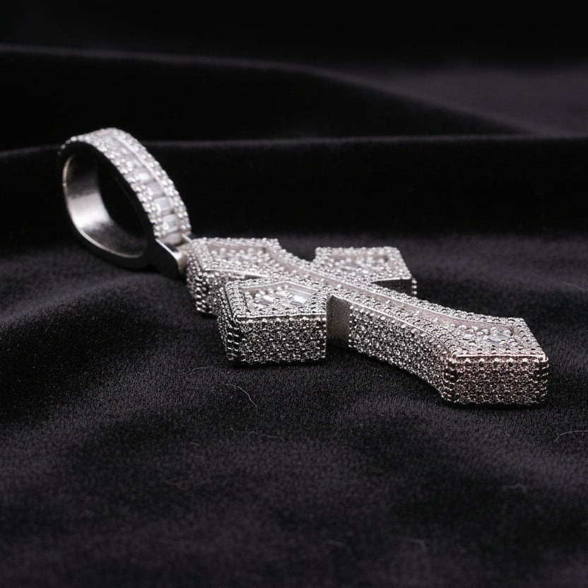 Moissanite 3.52ctw  Elegant Chrome Cross Pendant