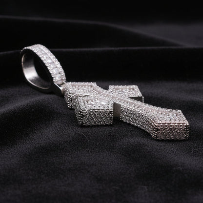 Moissanite 3.52ctw  Elegant Chrome Cross Pendant