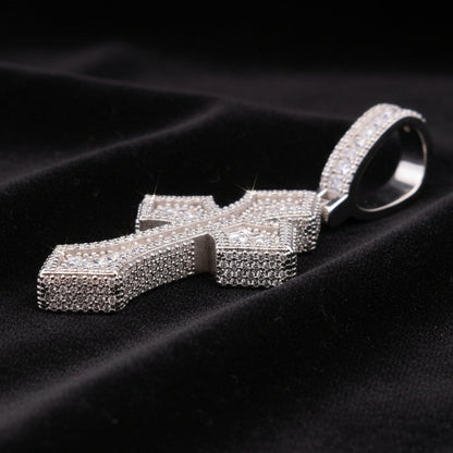 Moissanite 3.52ctw  Elegant Chrome Cross Pendant