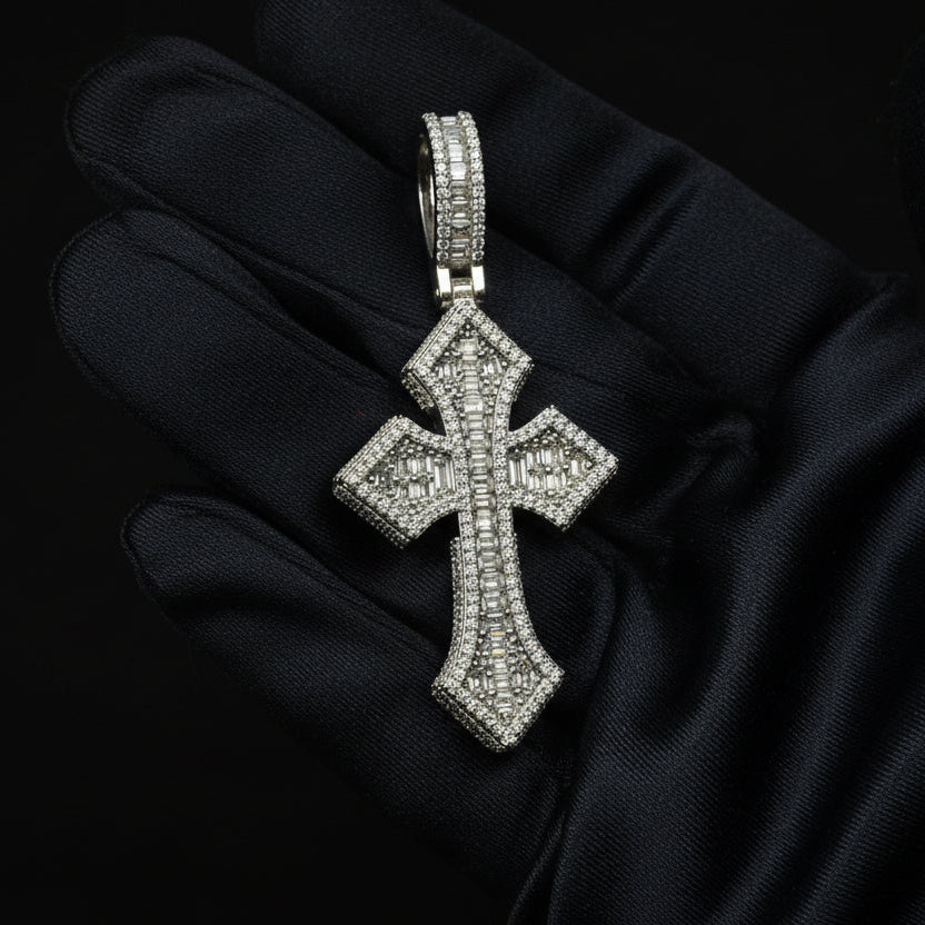 Moissanite 3.52ctw  Elegant Chrome Cross Pendant