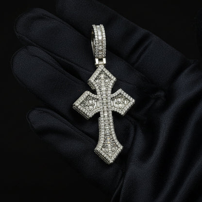 Moissanite 3.52ctw  Elegant Chrome Cross Pendant