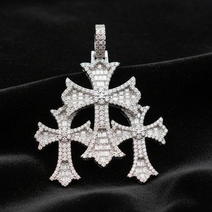 Triple Cross 3.40 ctw Baguette Pendant