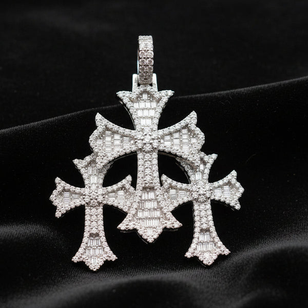 Triple Cross 3.40 ctw Baguette Pendant