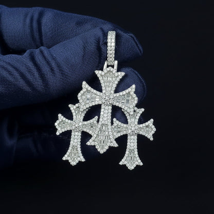 Triple Cross 3.40 ctw Baguette Pendant