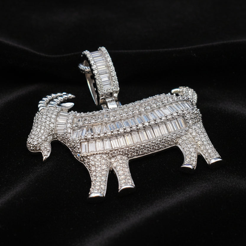 Moissanite 10.18 ctw Baguette Goat Pendant