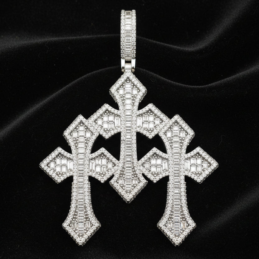 Moissanite 8.22ctw Triple Cross Pendant