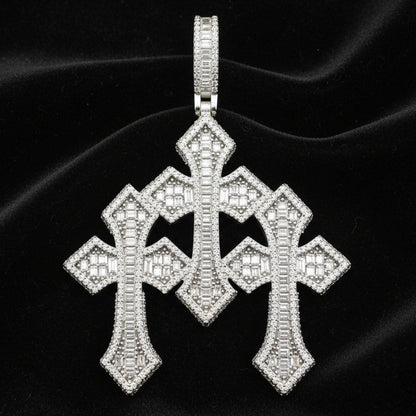 Moissanite 8.22ctw Triple Cross Pendant