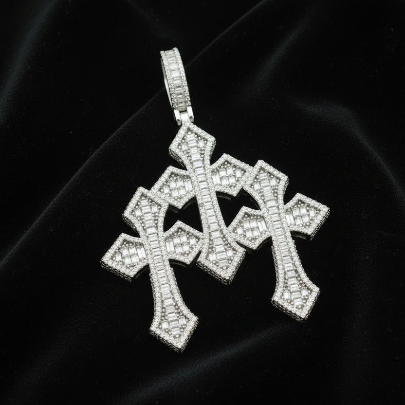 Moissanite 8.22ctw Triple Cross Pendant