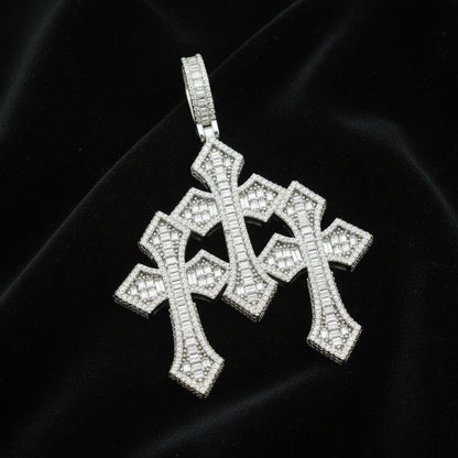 Moissanite 8.22ctw Triple Cross Pendant