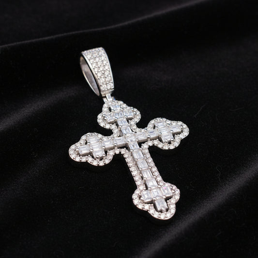 Moissanite 2.09 ctw Emerald Cross Pendant