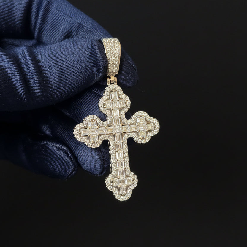 Moissanite 2.09 ctw Emerald Cross Pendant