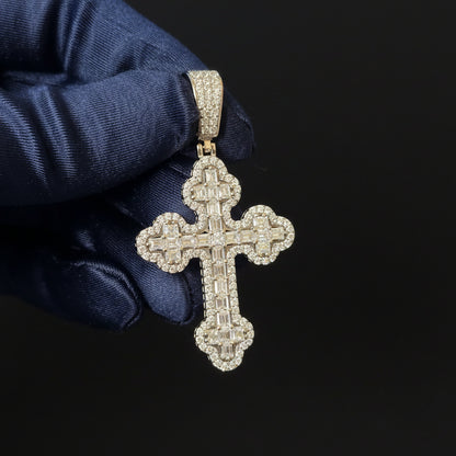 Moissanite 2.09 ctw Emerald Cross Pendant