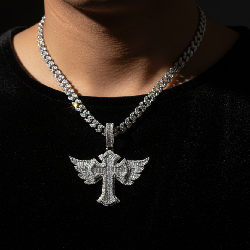 Moissanite 5.59 ctw Wing cross Pendant