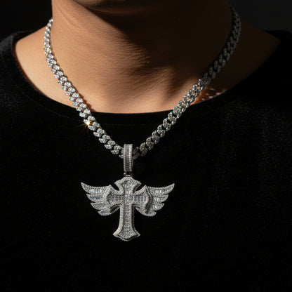 Moissanite 5.59 ctw Wing cross Pendant