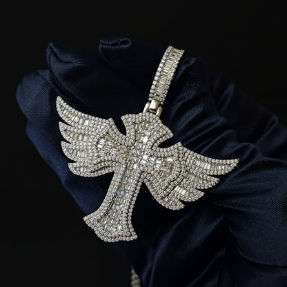Moissanite 5.59 ctw Wing cross Pendant