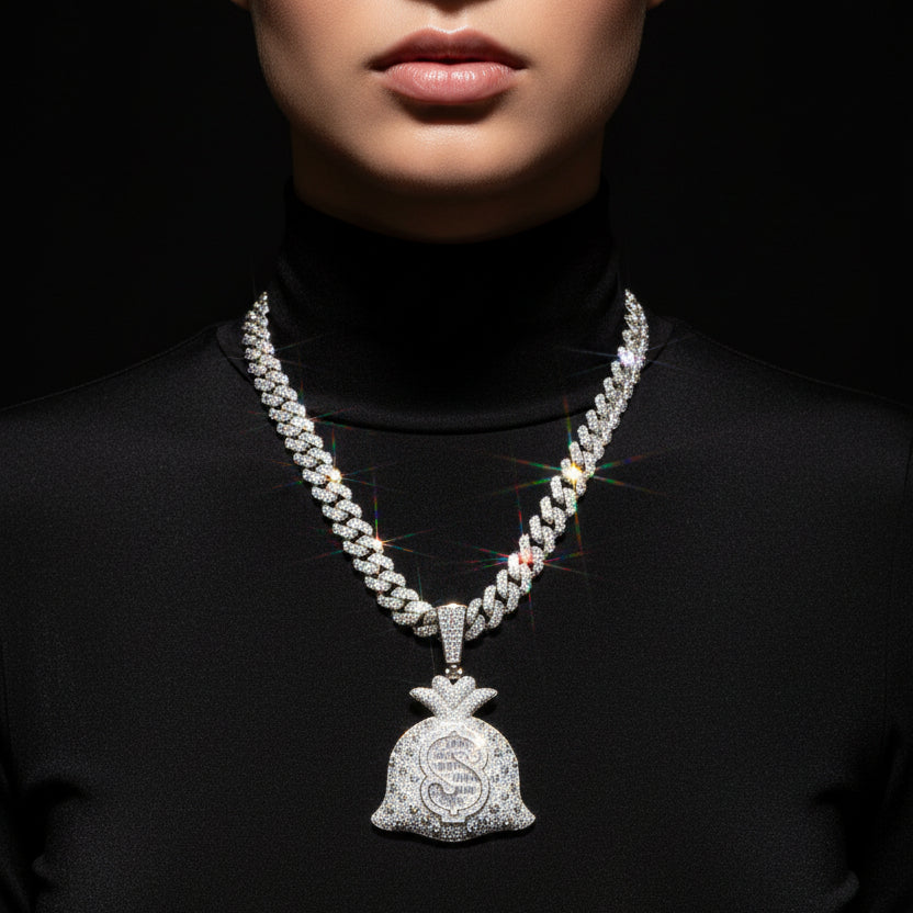 Moissanite 2.43 ctw Custom Money Bag Pendant