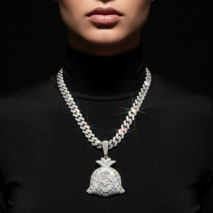 Moissanite 2.43 ctw Custom Money Bag Pendant