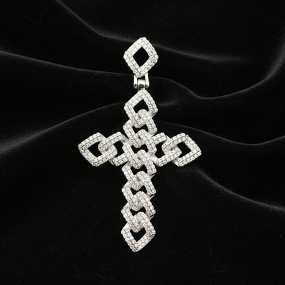 Moissanite 1.89 ctw Link Cross Pendant