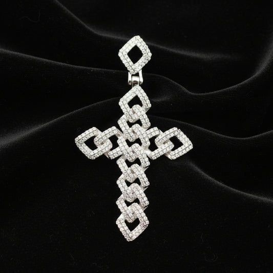 Moissanite 1.89 ctw Link Cross Pendant