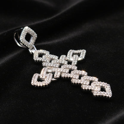 Moissanite 1.89 ctw Link Cross Pendant