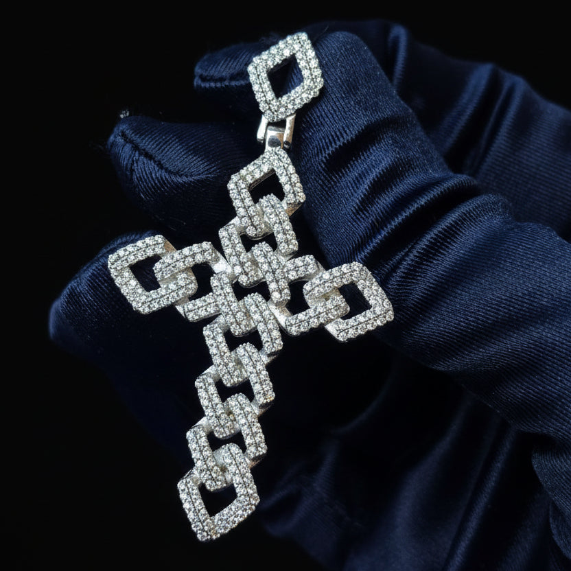 Moissanite 1.89 ctw Link Cross Pendant