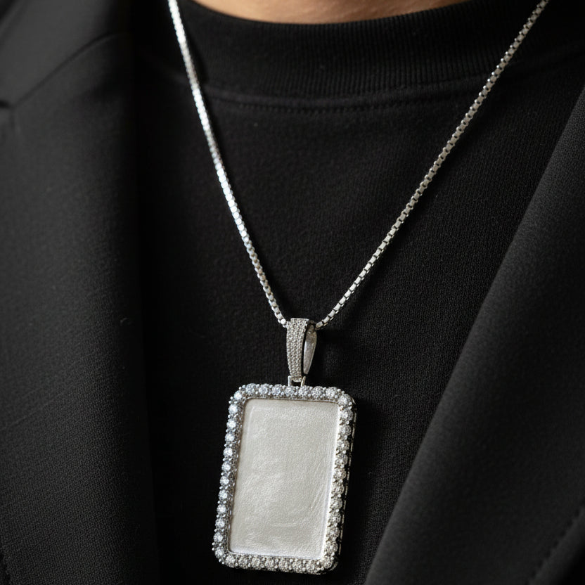 Moissanite 12.04 ctw Pointer Stones Rectangle Memory Pendant