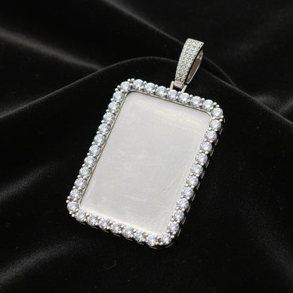 Moissanite 12.04 ctw Pointer Stones Rectangle Memory Pendant