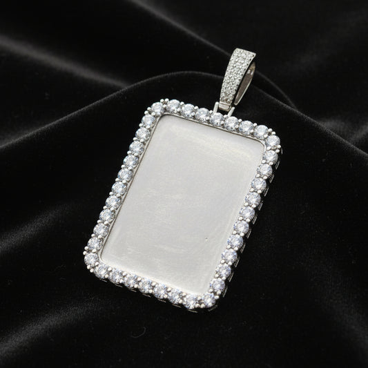 Moissanite 12.04 ctw Pointer Stones Rectangle Memory Pendant