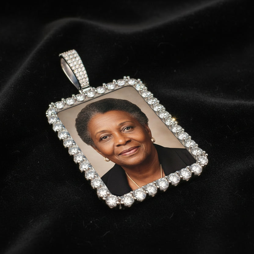 Moissanite 12.04 ctw Pointer Stones Rectangle Memory Pendant