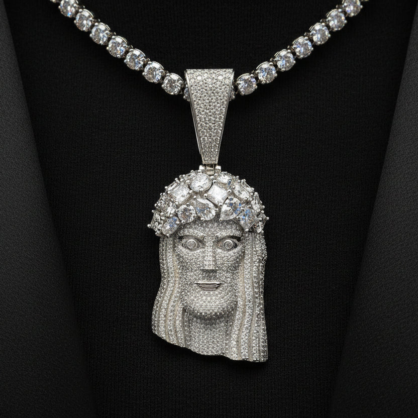 Moissanite 10.98 ctw Jesus Pendant With Solitaires