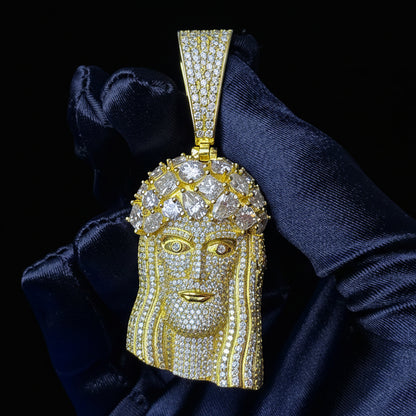 Moissanite 10.98 ctw Jesus Pendant With Solitaires