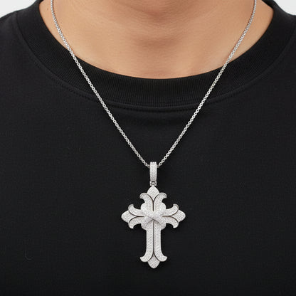 Moissanite 1.5 ctw Iced Gothic Cross Pendant