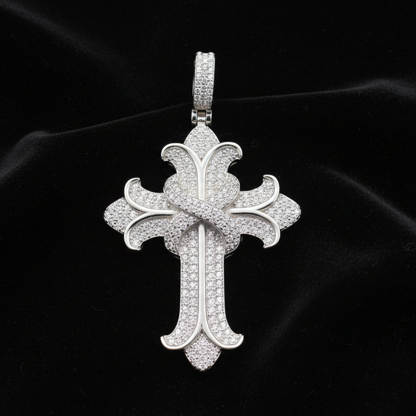 Moissanite 1.5 ctw Iced Gothic Cross Pendant