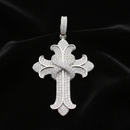 Moissanite 1.5 ctw Iced Gothic Cross Pendant