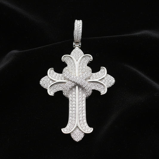 Moissanite 1.5 ctw Iced Gothic Cross Pendant